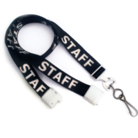 Breakaway 5/8" Width Lanyard with STAFF in Black with White Print