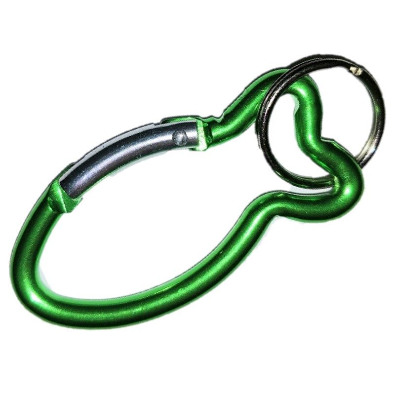 Carabiner Fish Shape GREEN with Split Ring
